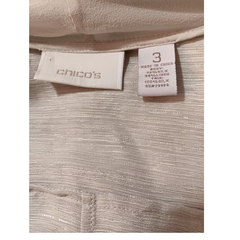 CHICO'S 3 Silk Linen Dressy Open Jacket Topper XL Pockets Event Career Travel - Picture 5 of 15